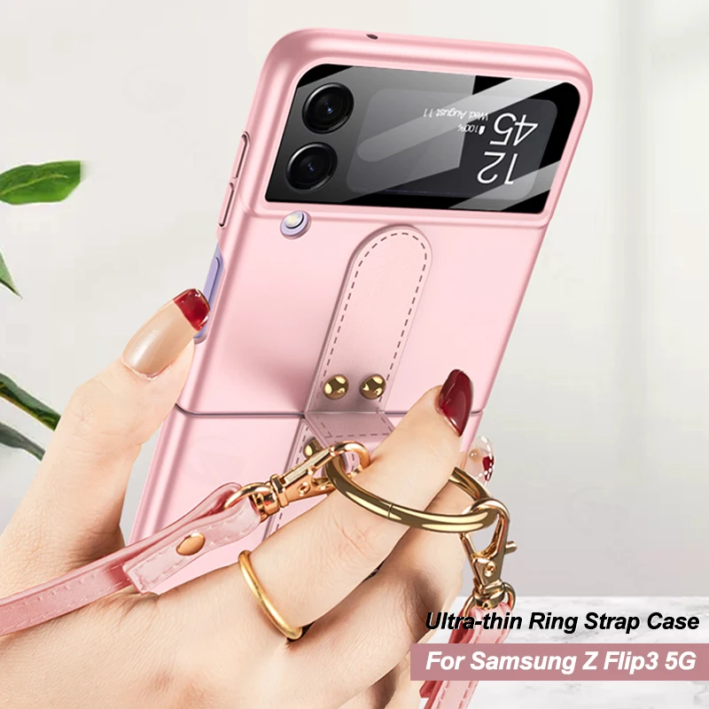 

Складной противоударный Прозрачный чехол с кольцом-держателем для Samsung Galaxy Z Flip 3