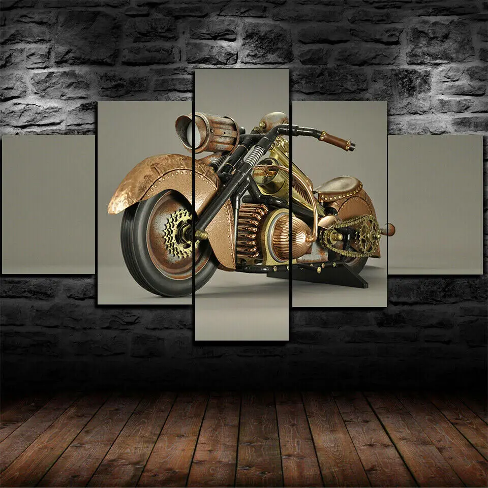 

Unframed 5Pcs Old Steampunk Motorcycle Modern Canvas HD Print Posters Wall Art Picture Paintings for Living Room Home Decor