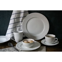 pure white relief tableware ceramic dinner plate north european and american flat plate soup plate bowl mug coffee cup tea cup