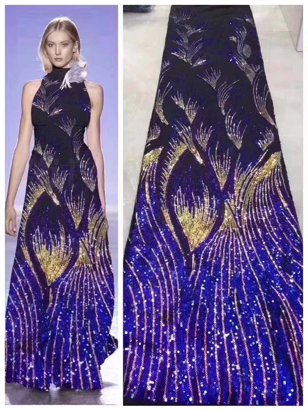 Новая тяжелая промышленная кружевная вышивка сетчатые блестки модная модель