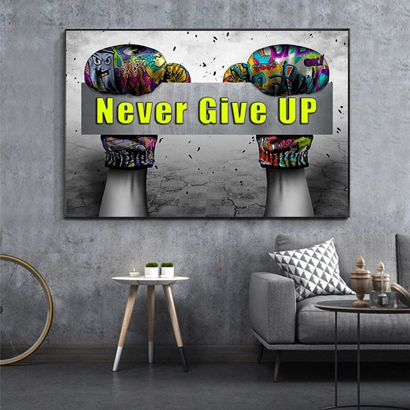 

Never Give Up Printings Motivation Words Wall Art Home Office Decor Painting Poster for Home Design Modern Abstract Room Decor