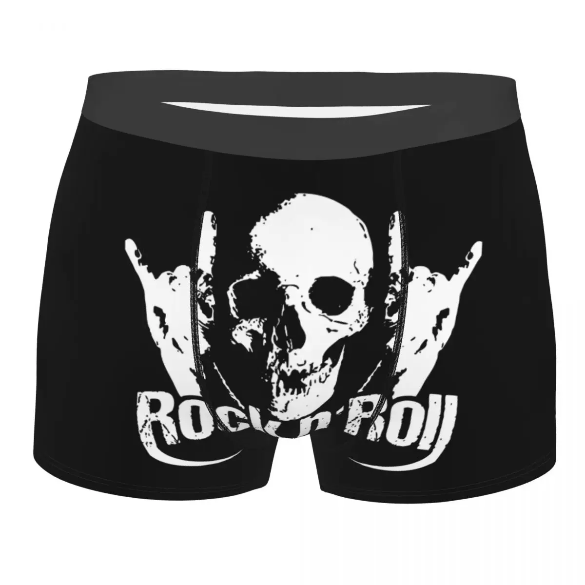 

Men Rock And Roll Skull Underwear Horror Halloween Funny Boxer Shorts Panties Homme Mid Waist Underpants S-XXL
