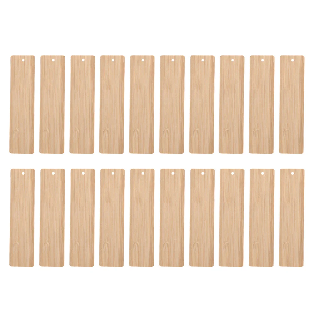 

20 Pcs DIY Bamboo Wood Bookmark Reading Craft Decor Decorate Tag Unfinished Hanging Student Wooden Tags
