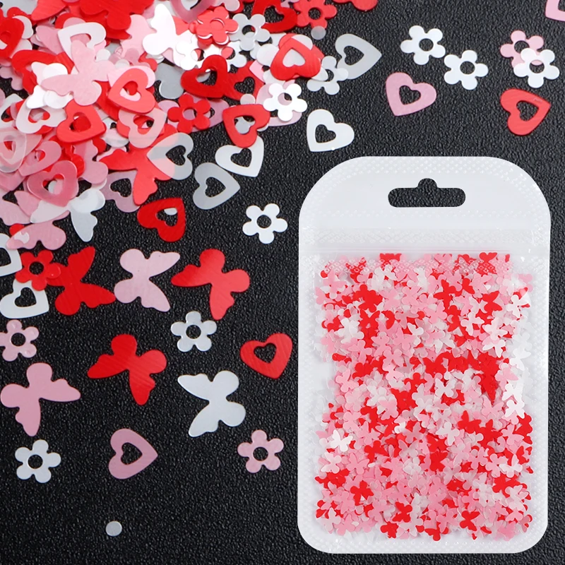 

6 Bags Epoxy Resin Filling Glitter Butterfly Flower Love Hearts Sequins Silicone Mold Fillers Valentines Gifts DIY Accessories