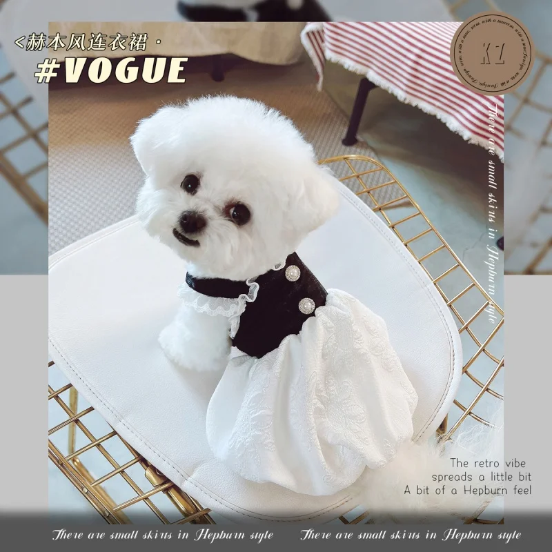 

New Dog Dress Cute Pet Apparel Summer Cotton York Clothes Female Shih Tzu Maltese Chihuahua Bichon Outfit Wholesale Dog Clothing