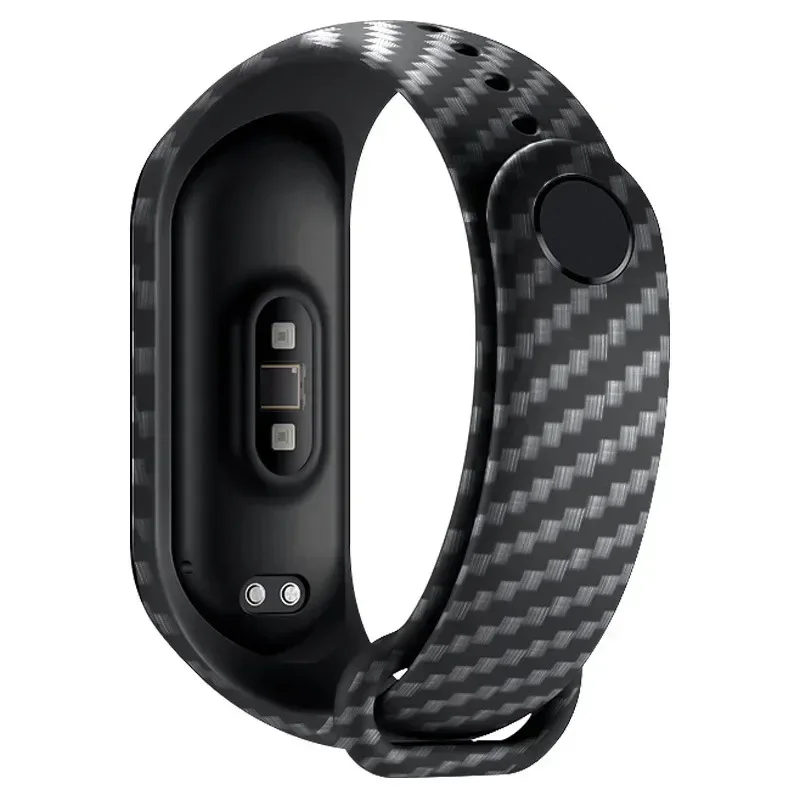 Фото Для Xiaomi Mi Band 7 ремешок из углеродного волокна nfc браслет умные часы MIband 5 силиконовый браслет correa Mi Band 4 5 3 6 аксессуары №5