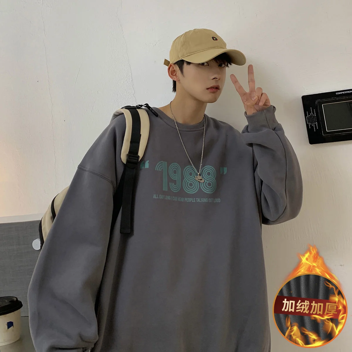 

Privathinker O-neck Men Sweatshirts Oversized 1988 Fleece Hoodies Fashion Luxury Harajuku Korean Clothing Hip Hop Male Pullover
