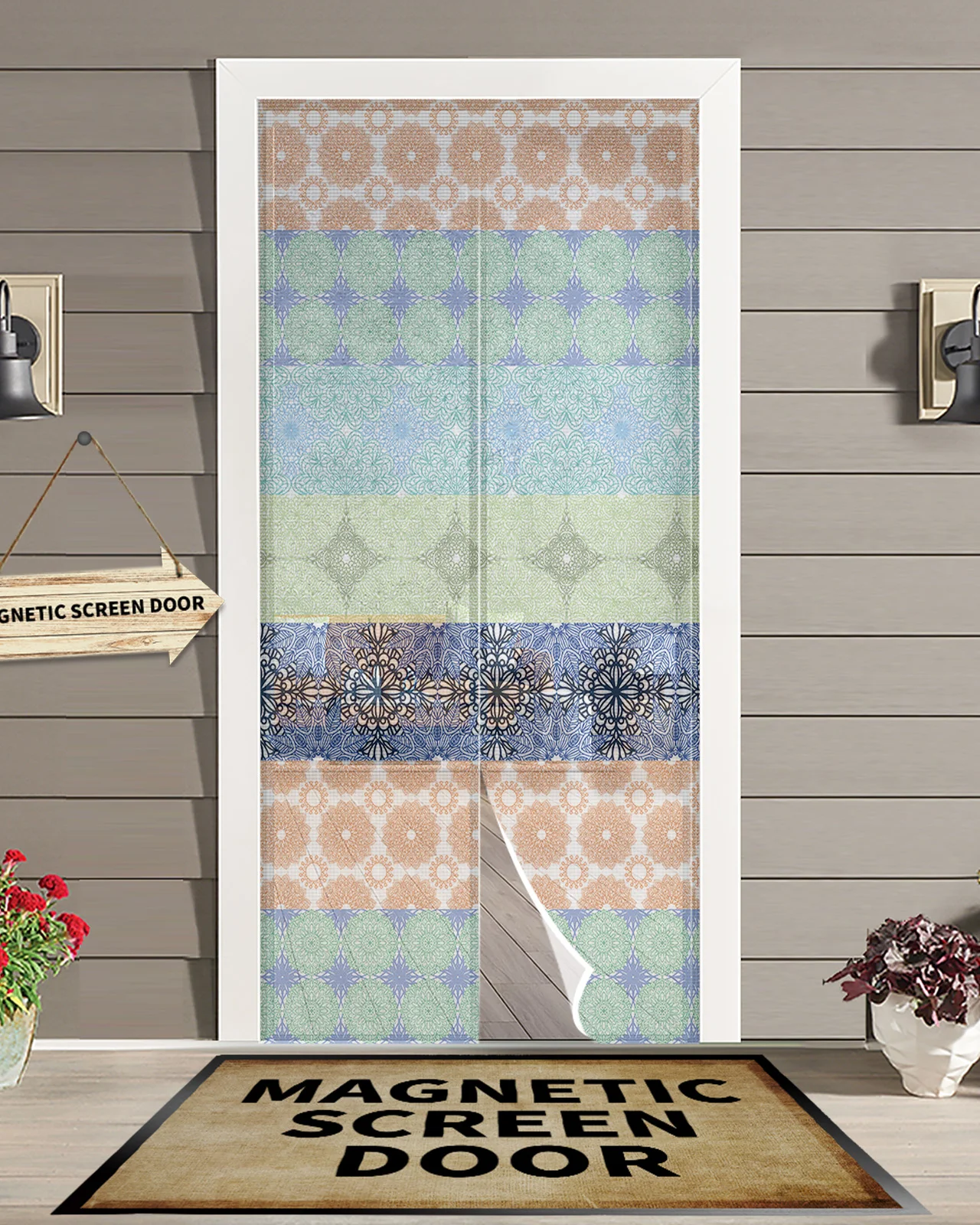 

Bohemian Ethnic Pattern Retro Sheer Door Curtain Mosquito-proof Bedroom Magnetic Hanging Curtains Window Screen Door Curtain