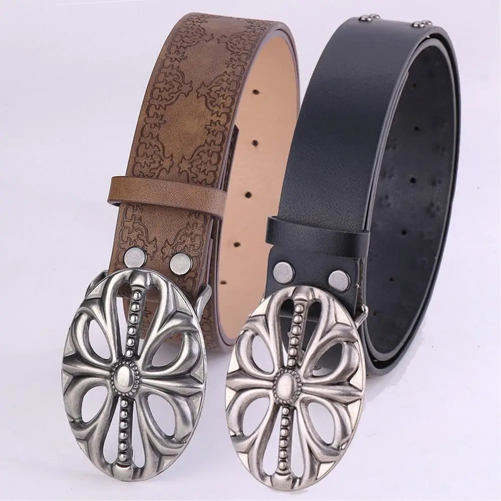 Ремень в богемном стиле со скелетом винтажный кожаный пояс хип-хоп и панк клепки