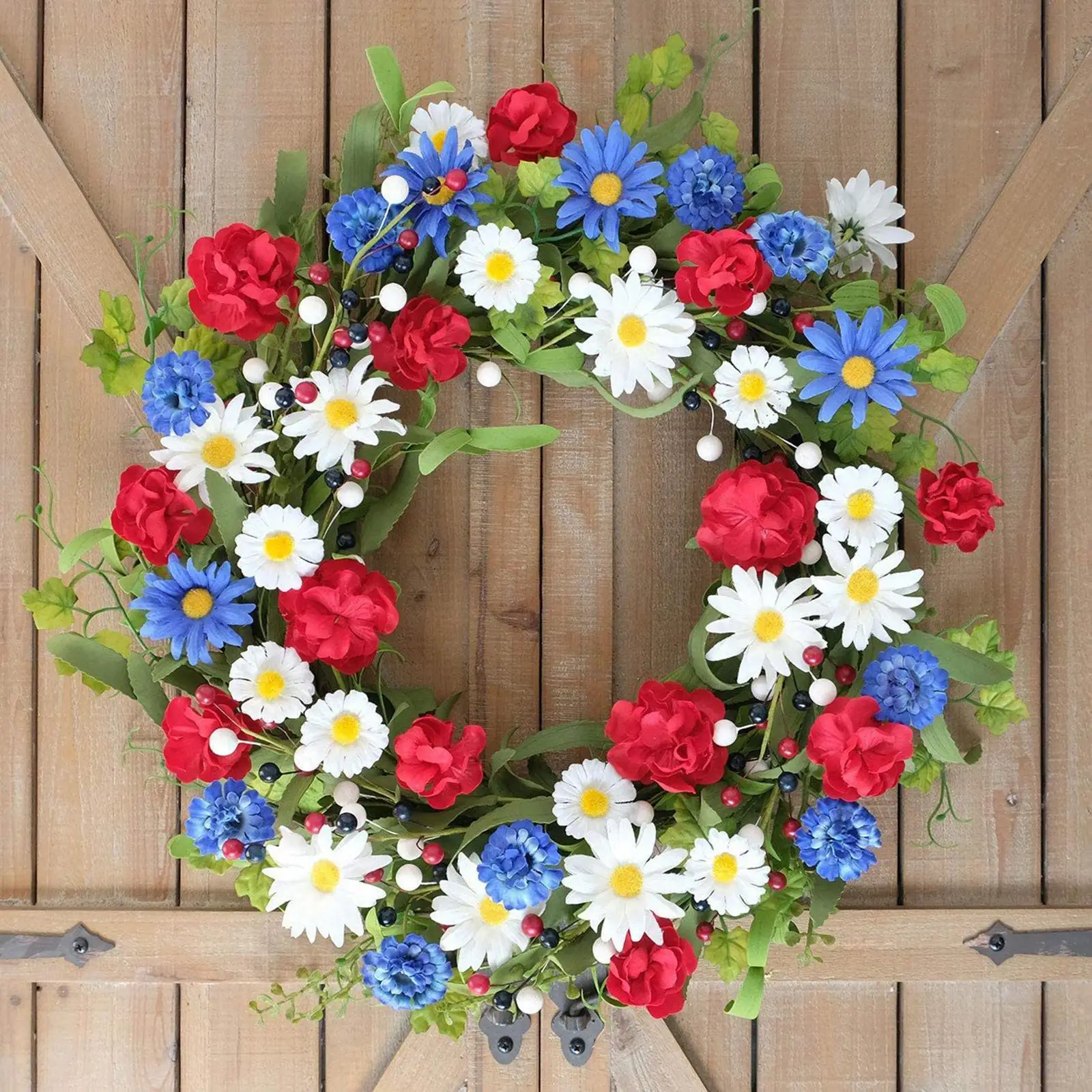 

Welcome Daisy Flower Wreath Front Door Garland Wall Hanging Plastic Spring Wreath for Wedding Party Window Christmas Decoration