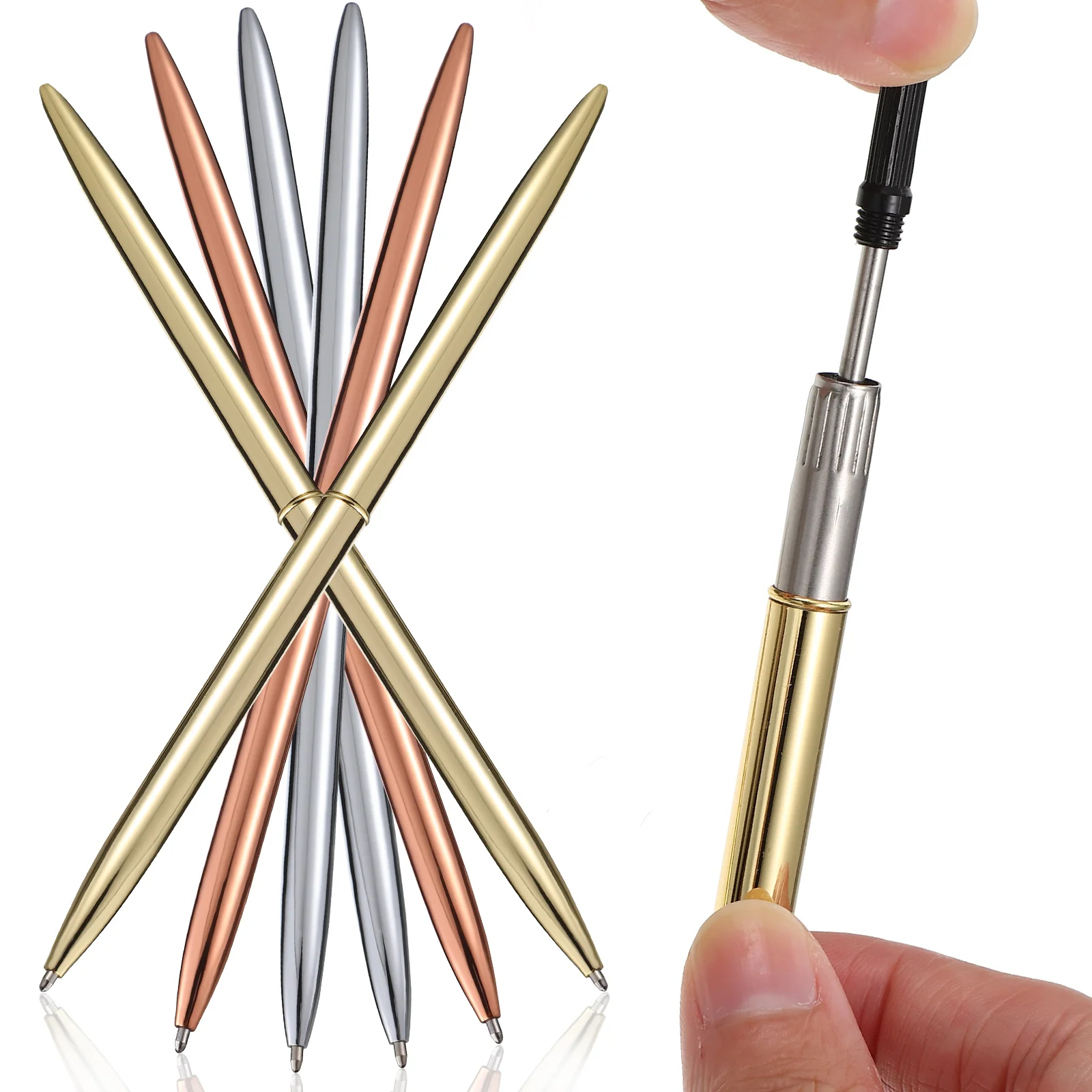 

6 Pcs Simple Metal Classic Writing Pens Stationery Ballpoint Pens Ballpoint Pens Stationery Supplies