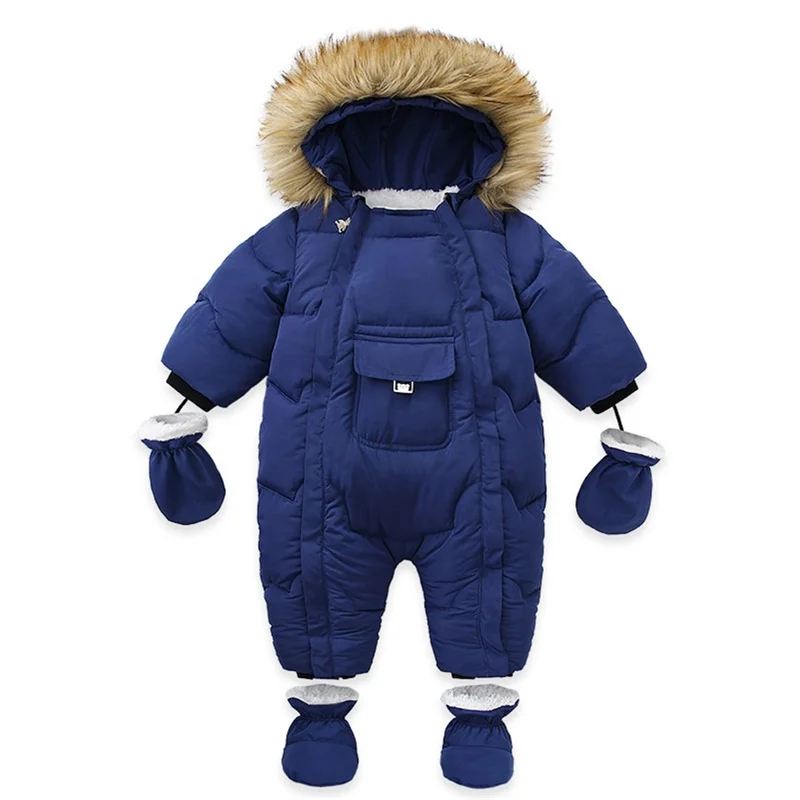 

Infant Baby Girls Winter Snowsuit Romper Hoodied Outwear Toddler Jumpsuit Down Coat Jacket with Gloves and Foot Covers