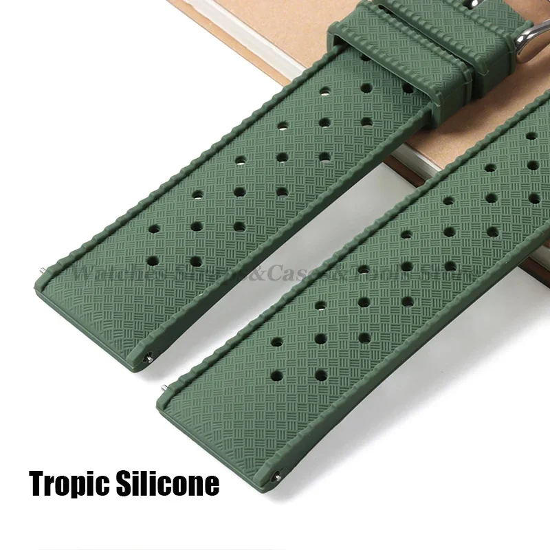 Фото Силиконовый ремешок для часов Tropic 18/20 мм 22 мм для Seiko for Fossil for Oris, быстросъемный мягкий резиновый браслет, замена №5