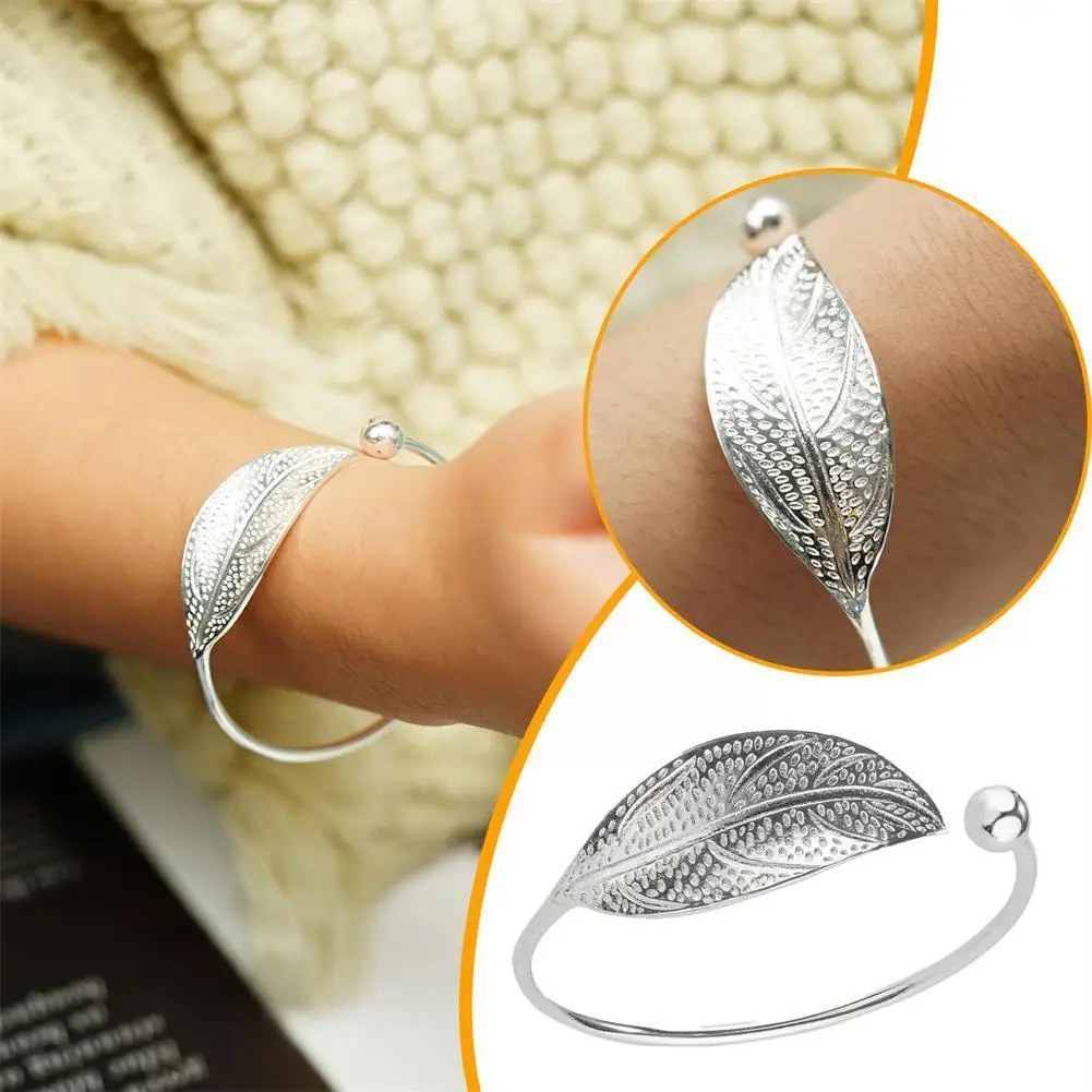 

Новые модные браслеты с листьями, ювелирные изделия, серебряный цвет, женский браслет, браслет для подарка, браслеты-манжеты A3F3