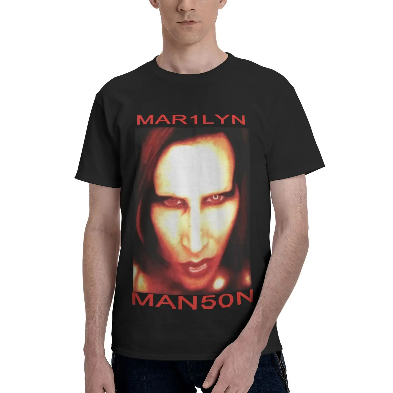 

Мужская винтажная Футболка с принтом Мэрилин Мэнсон, большие размеры