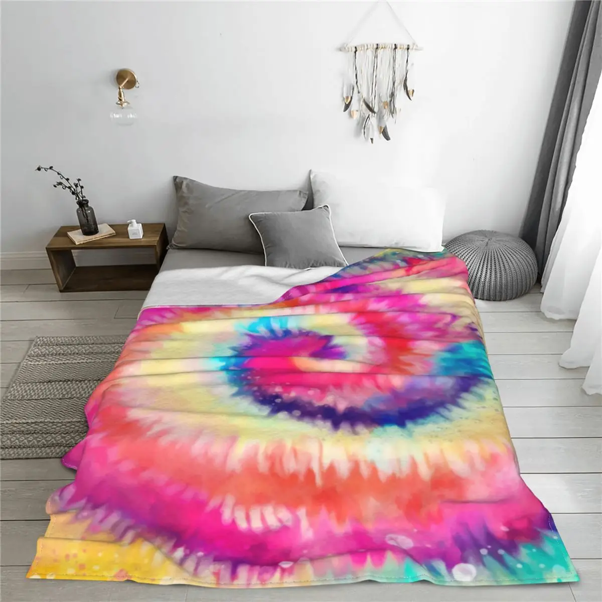 Одеяло с эффектом омбре флисовое мягкое одеяло розового и желтого цвета радужным