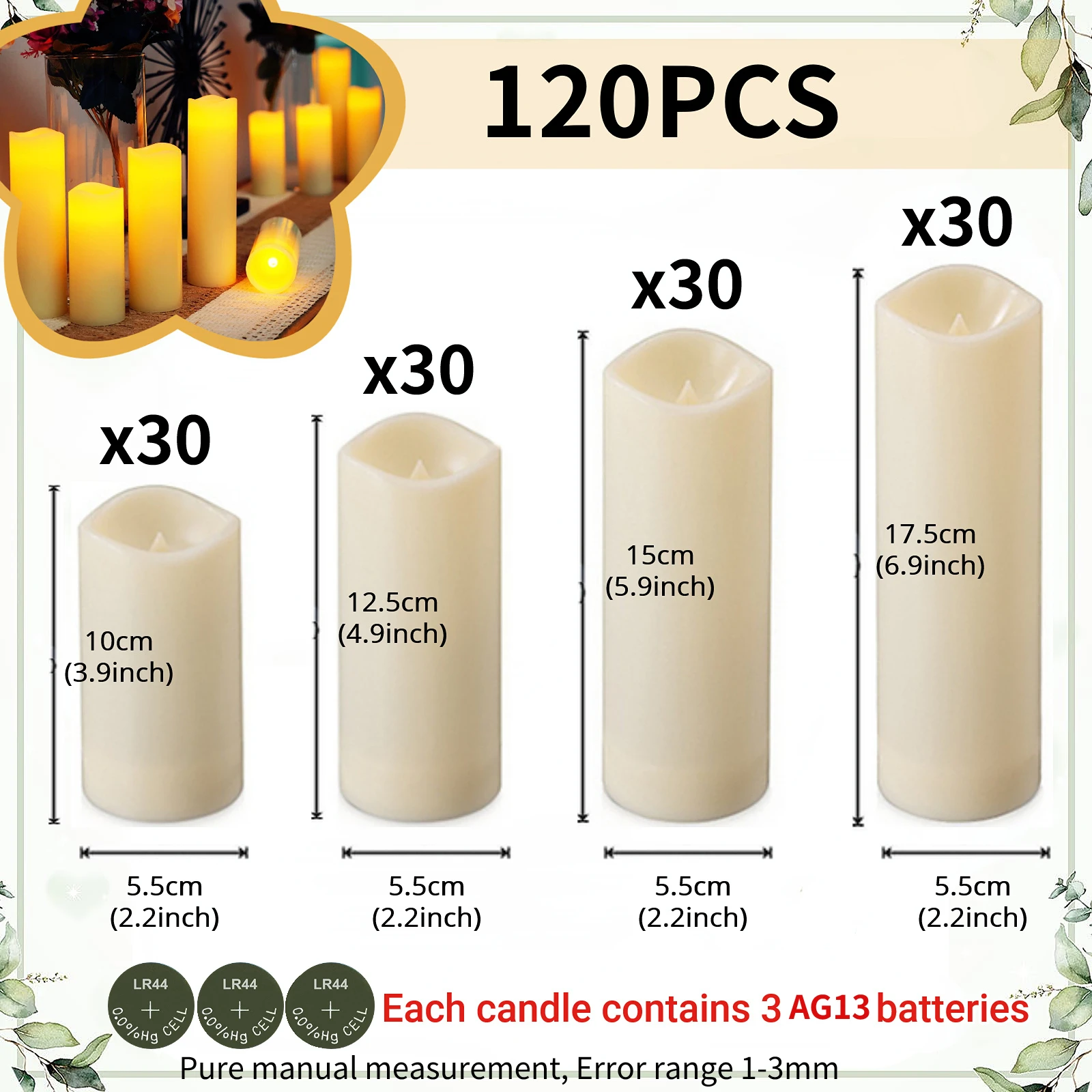 

Светодиодные свечи LED, набор из 120-12 штук