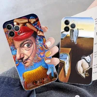 salvador dali painting phone case for iphone 11 12 13 14 mini pro max xr x xs tpu clear case for 8 7 6 plus se 2020