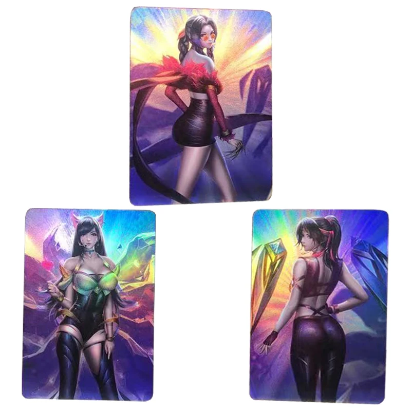 Набор из 3 штук карт Final Fantasy VII Refraction ACG с сексуальными кавайными девушками Аэрис и Тифой из аниме-сериала.