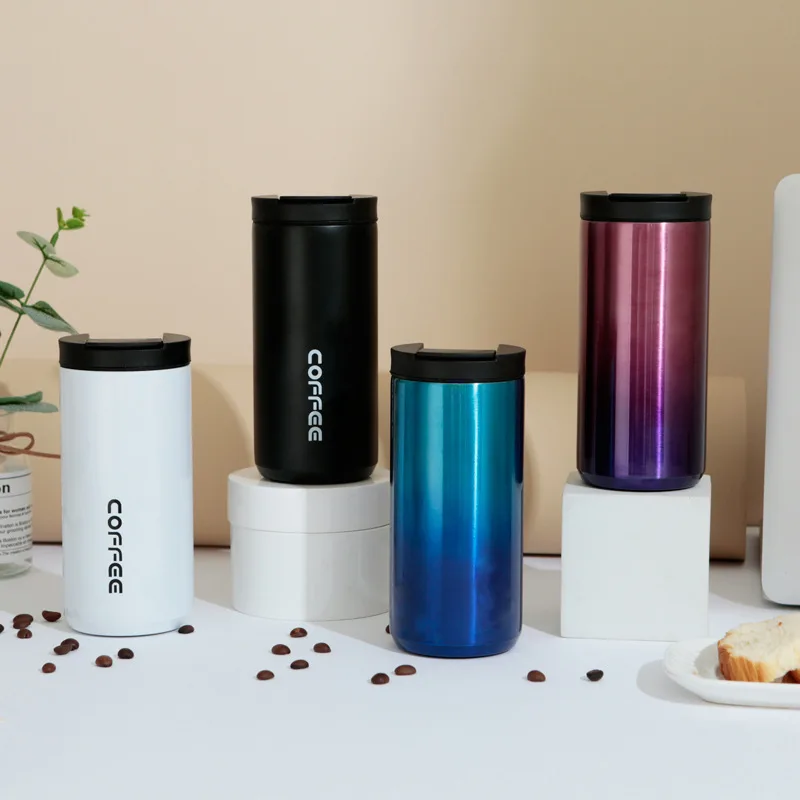 

Stainless Steel Car Thermos Mug 300/500ml With Lid Insulated Vacuum Flask Splashproof Coffee Cups Wholesale Drinkware Leak Proof