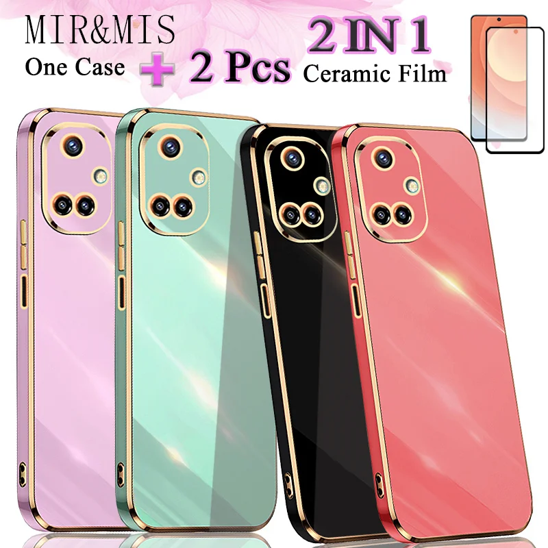 

2 IN 1 Plating Case For Tecno Camon 19 Pro 4G Traight Edge Electroplated Phone Case With Ceramic Film