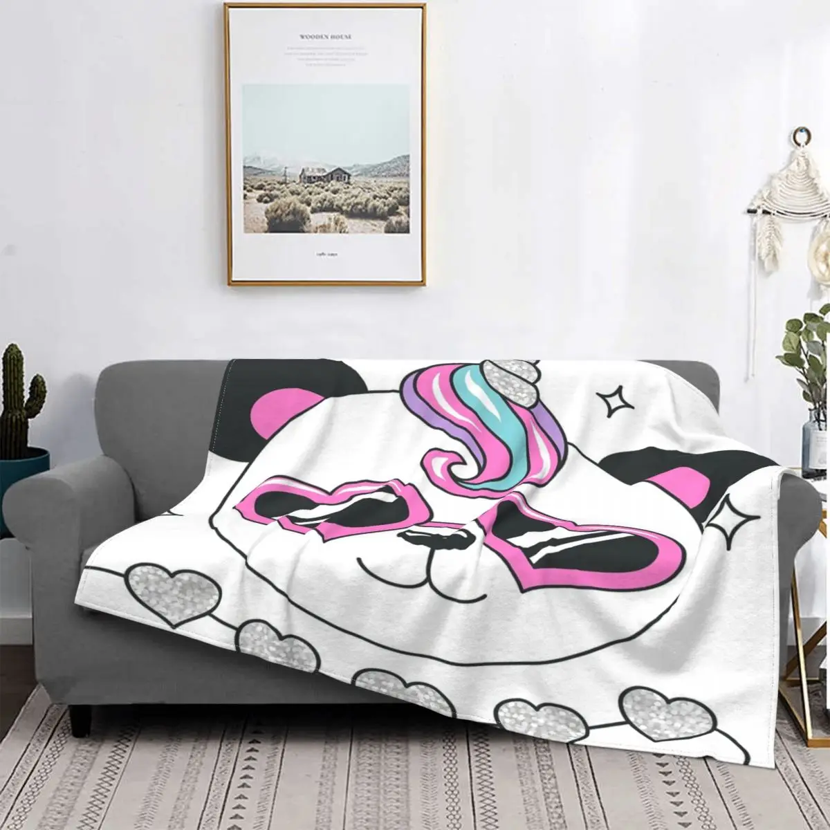 

Manta con estampado de Panda 2, cubrecama de muselina a cuadros, cubierta de sofá, manta doble, toalla de playa de lujo