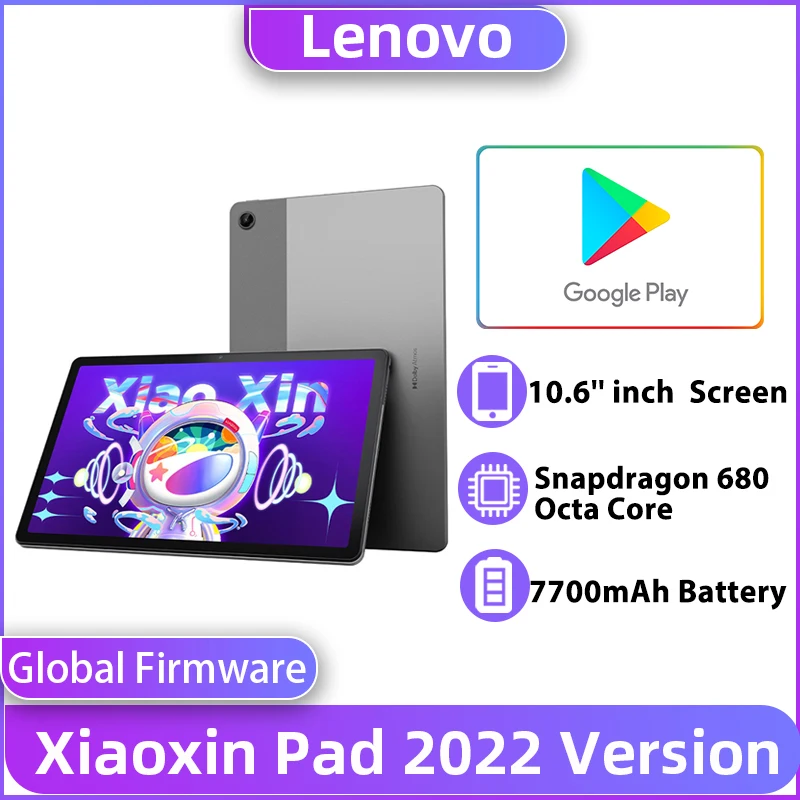 Global Firmware Lenovo Xiaoxin Pad 2022 Version 2K 10.6'' Display Mini Tablet Snapdragon 680 Octa Core 7700mAh Google Play Tab