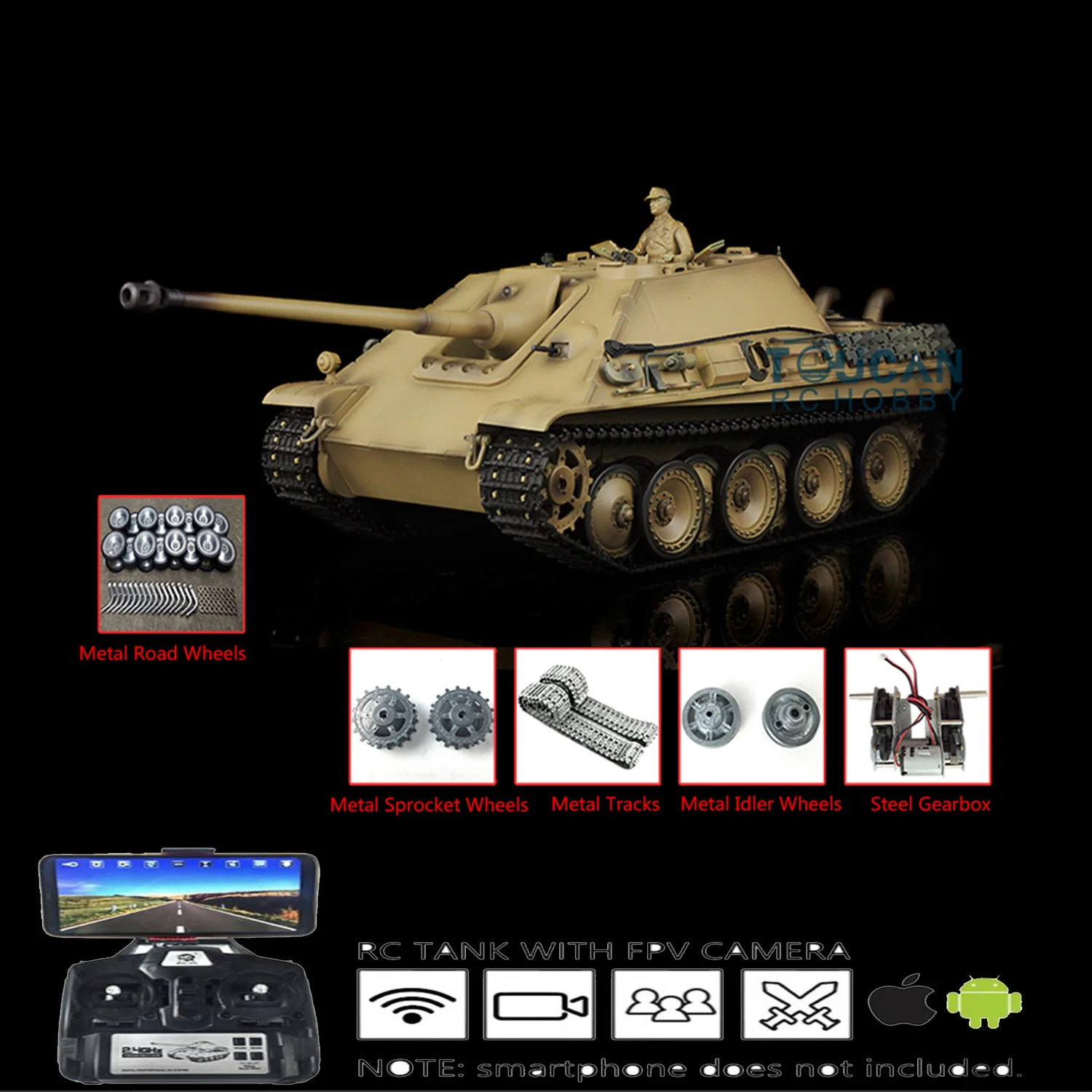 

Henglong 1/16 7.0 Customized Ver Jadpanther FPV RTR RC Tank 3869 Metal Tracks Wheel Infrared Battle TH17448-SMT7