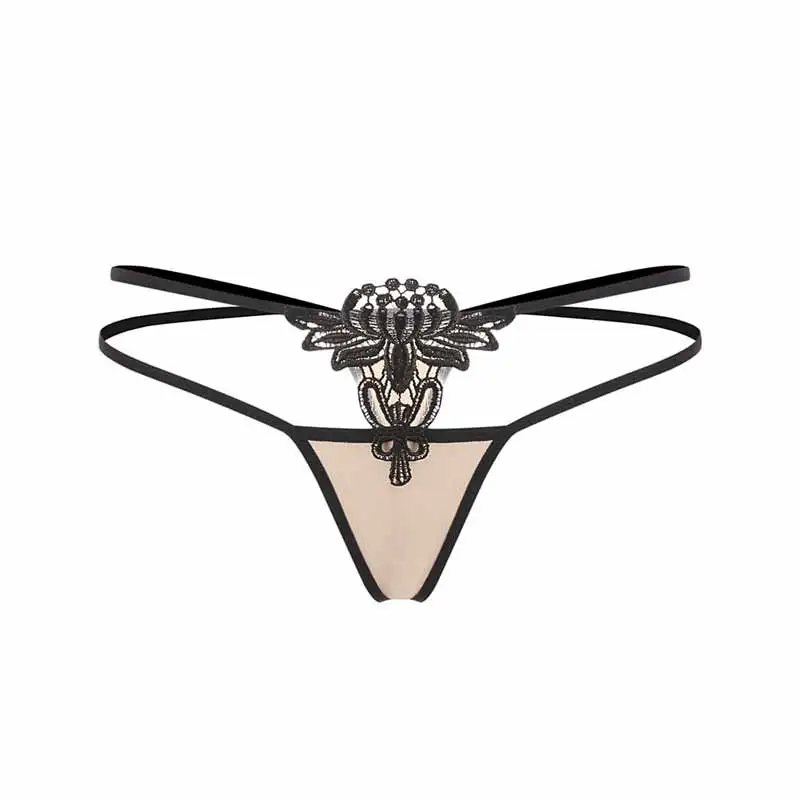 

Fun Underwear Water Soluble Embroidery Hollow Out Women's Underwear Transparent Low Waist Fun G-shaped Pants Women's Pants