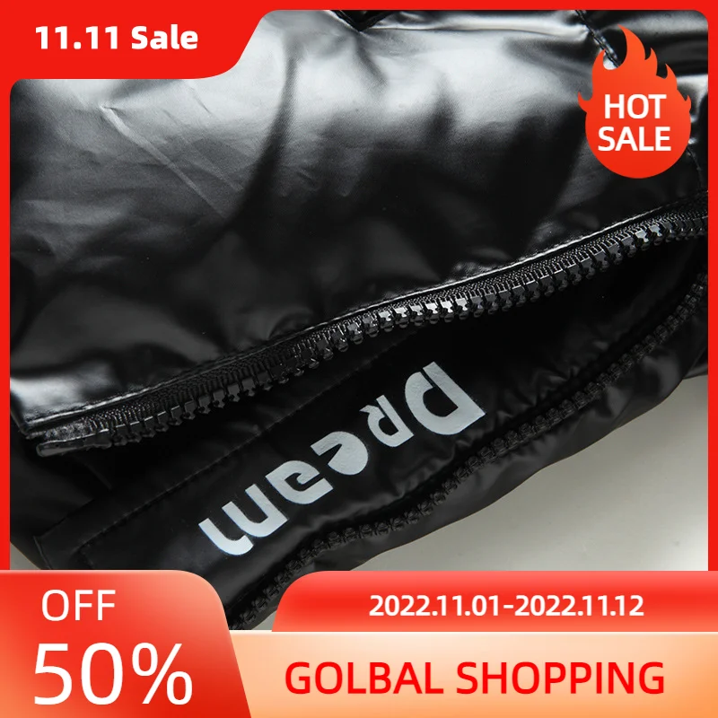 LUCLESAM Men Fashion Shiny Padded Jacket Winter Warm Thicken Windproof Parkas Down Coat casacos masculinos