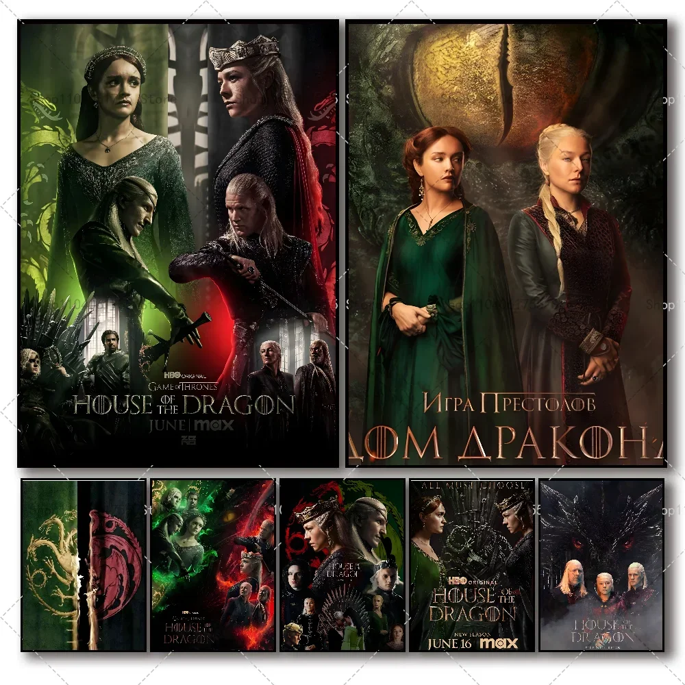 Постер для ТВ-шоу H-House Of The D-Dragon самоклеящееся искусство Настенный декор