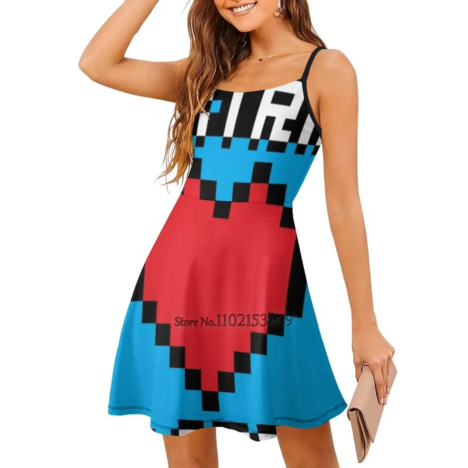 Extra Life Multiple styles Dresses Square Neck Dress Sweet Elegant Pixel 8Bit 8 Bit Byte Heart Power Up
