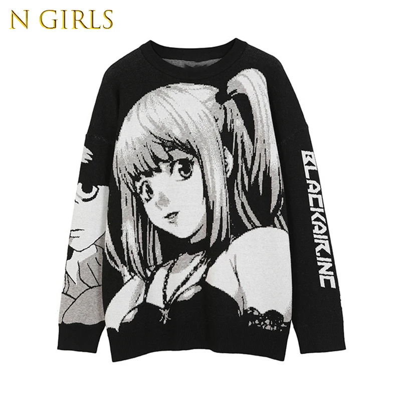 

N GIRLS Knitted Harajuku Winter Clothes Women 2022 Oversized Sweaters Long Sleeve Top Gothic Fashion Japanese Kawaii Cartoon