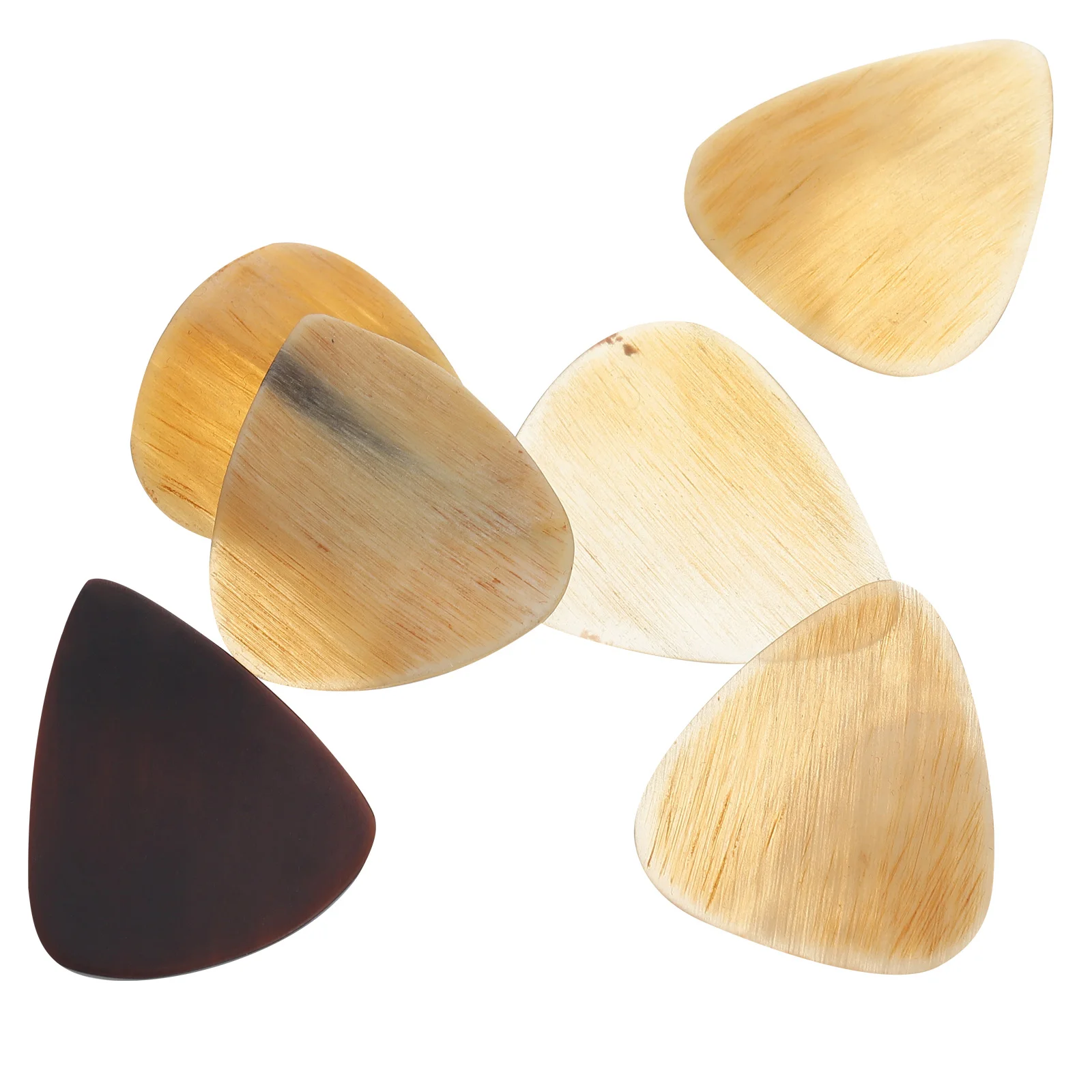 

6 Pcs Exquisitely Crafted Triangular Ox Horn Guitar Shell Picks Guitar Supplies