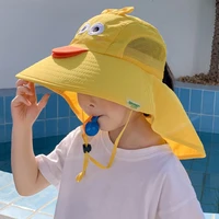big brim children summer hat uv protection face neck beach sun hat for kids boys girls child fisherman hat with whistle toy