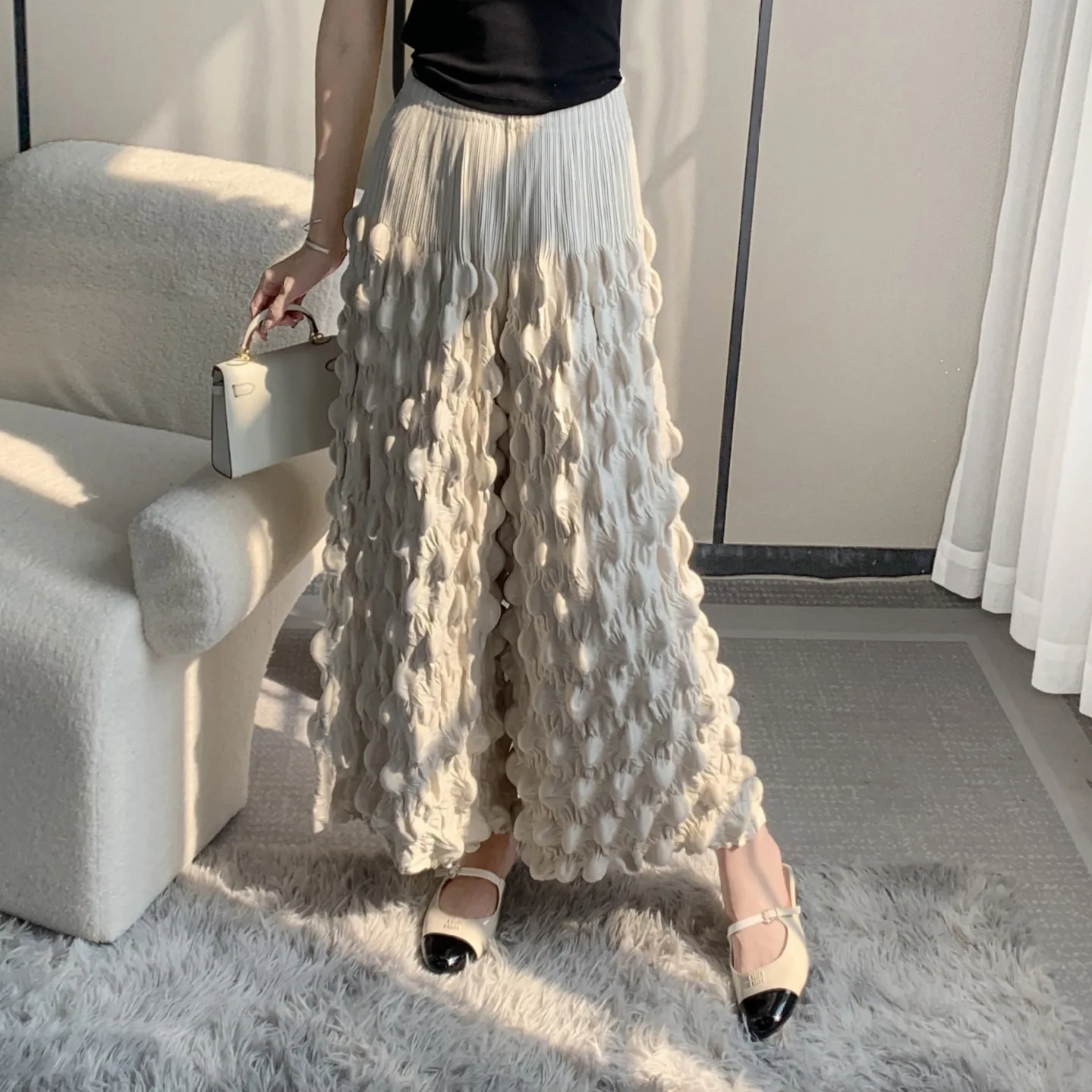 Плиссированные Женские брюки с пузырьками Элегантные Дизайнерские Модные Узкие