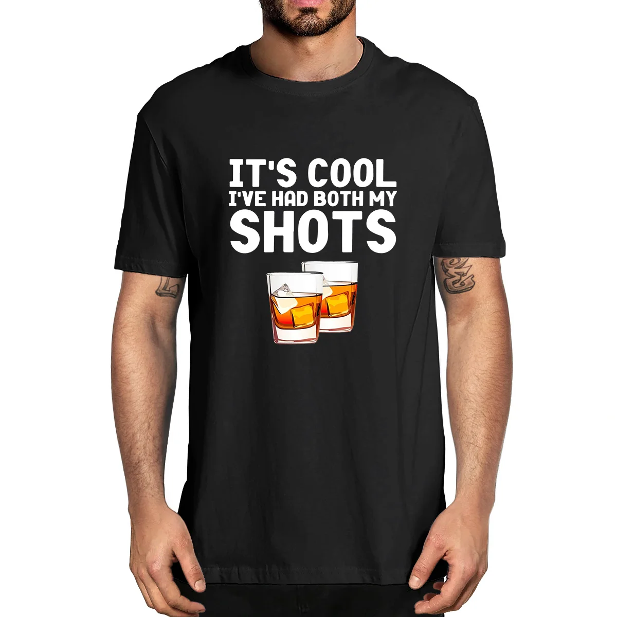 

Unisex Cotton It's Cool I've Had Both My Shots Whiskey Funny Summer Men's Novelty T-Shirt Women Casual Streetwear EU Size Tee