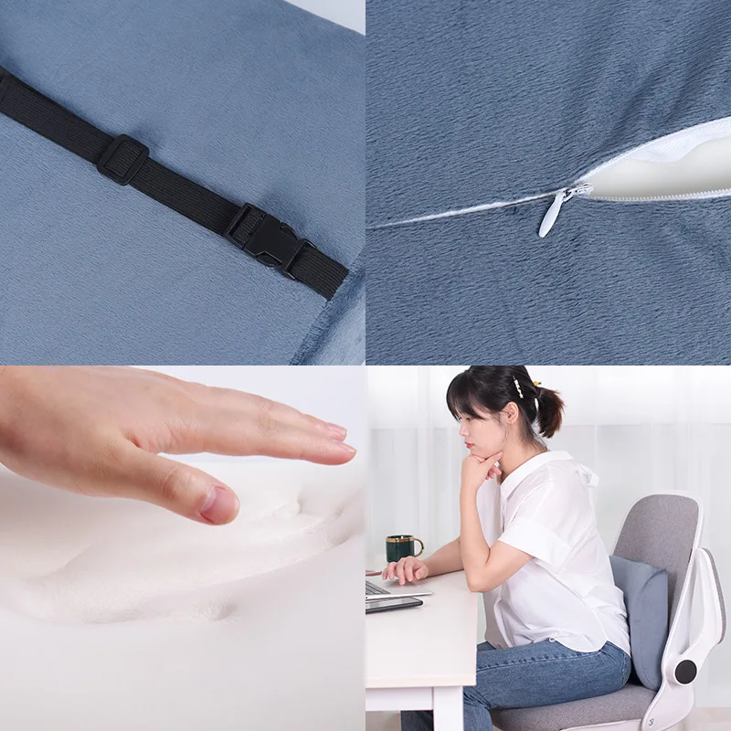 

Подушка из хлопка с эффектом памяти, однотонная плюшевая подушка, домашняя поясная подушка для автомобиля и офиса