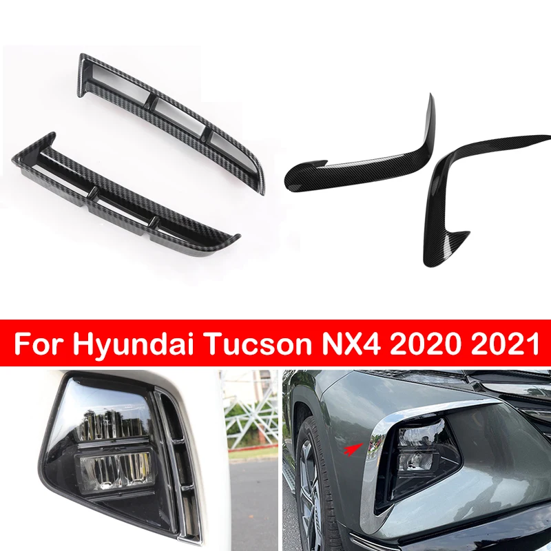 Накладка на переднюю противотуманную фару для Hyundai Tucson NX4 2020 2021, накладка на бампер, формовка для бровей, хромированное украшение из углеродного волокна