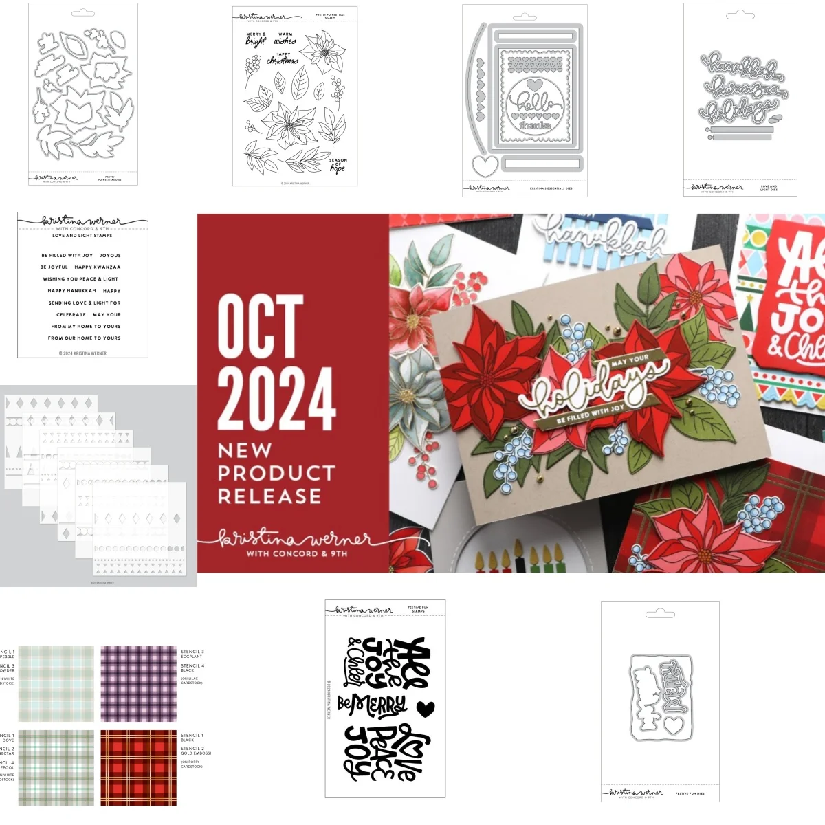 Новые праздничные пуансеттии 2024 рождественские прозрачные штампы для радости