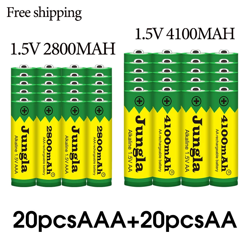 

Free Shipping Rechargeable Battery Original1.5V AA 4100mAh Alkaline Battery + AAA 2800mAh Alkaline Aa Aaa for Led Light Toy Mp3