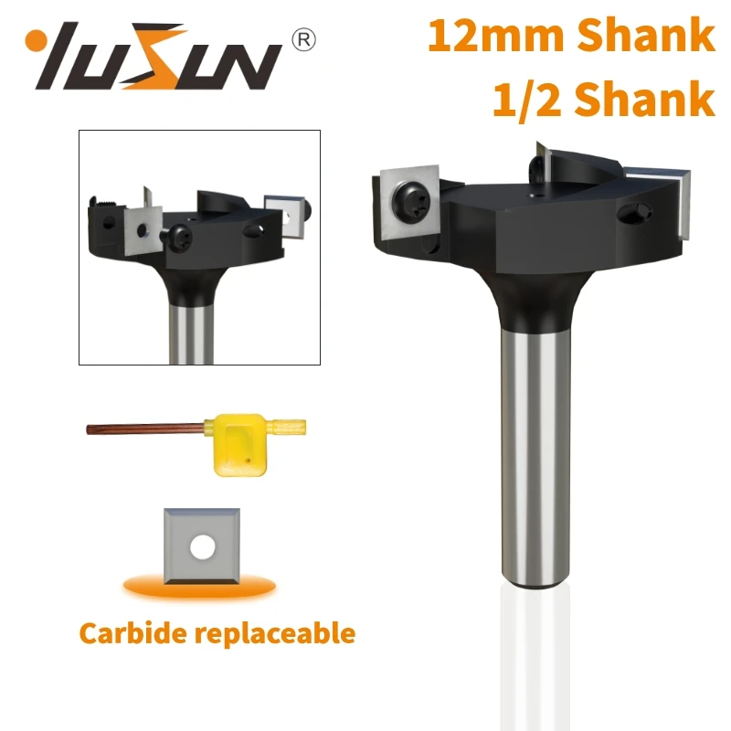 12mm 1/2&quot Shank Replaceable Blade Planing Face End Milling Cutter Insert-Style Spoilboard CNC Surfacing Router Bit For Wood |