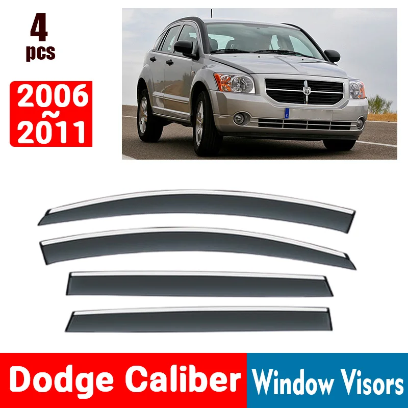 FOR Dodge Caliber 2006-2011 Window Visors Rain Guard Windows Rain Cover Deflector Awning Shield Vent Guard Shade Cover Trim
