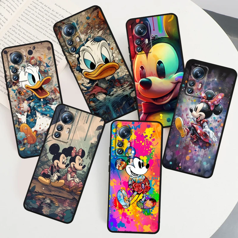 

Oil painting Mickey Duck Cute Phone Case For Xiaomi Mi 13 12T 12 11T 11i 11 A3 10T 10 CC9E 9 Pro Lite Ultra 5G Cover Black Funda