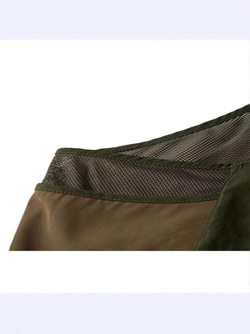 Фото Настраиваемый логотип High Street Cargo Vest для мужчин и женщин, уличный тактический жилет с несколькими карманами для рыбалки, повседневная стильная куртка с цветными блоками №4