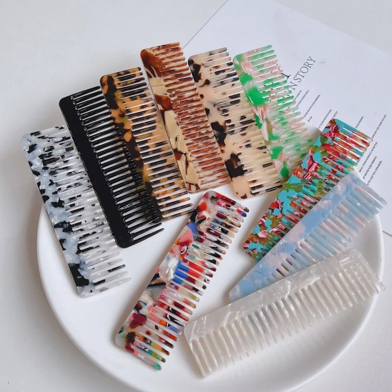 

Wide Large Tooth Pocket Hair Comb Cellulose Acetate Detangling Hairbrush Tortoise Shell Anti-static Hairdressing Tools