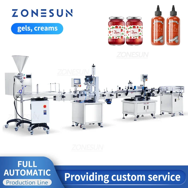 ZONESUN Машина для наполнения винтовым укупорки пасты с этикетировочной машиной