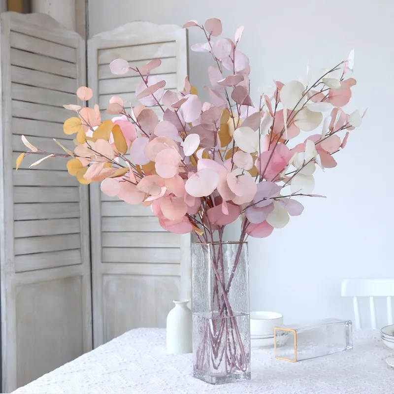 

Eucalyptus Branch Artificial Plant Wedding Vases for Hotel Autumn Color Single Apple Leaf Green Christmas Home Decoration