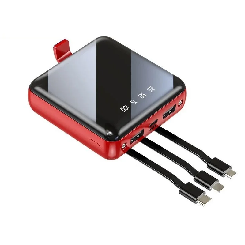 

Mini Power Bank 20000mAh Mirror Screen LED Digital Display Powerbank with Cable for iPhone 12 11 Poverbank