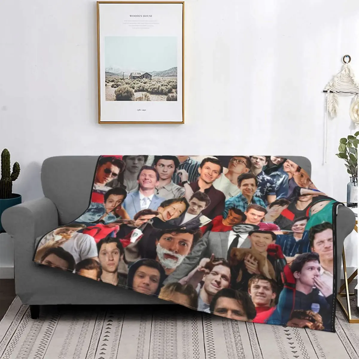 

Home Decorations Indoor Tom Holland Photo Collage Throw Blanket Gifts For Kids Winter Flannel Blankets and Throws